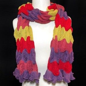 Red Purple Pink Yellow Thick Knit Long Wrap Scarf